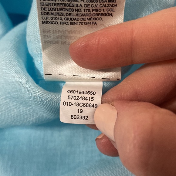 Chico’s No-Iron Linen 3/4 sleeve sheer Shirt in bright baby blue size US 10 - Picture 12 of 12
